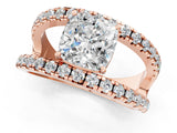 Rose gold Cushion Solitaire Split Shank Pave Diamond Ring_50