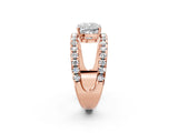 Rose gold Cushion Solitaire Split Shank Pave Diamond Ring_51