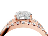 Rose gold Cushion Solitaire Split Shank Pave Diamond Ring_53