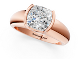 Rose gold Cushion Solitaire Tension Set Diamond Ring with Wide Band_21