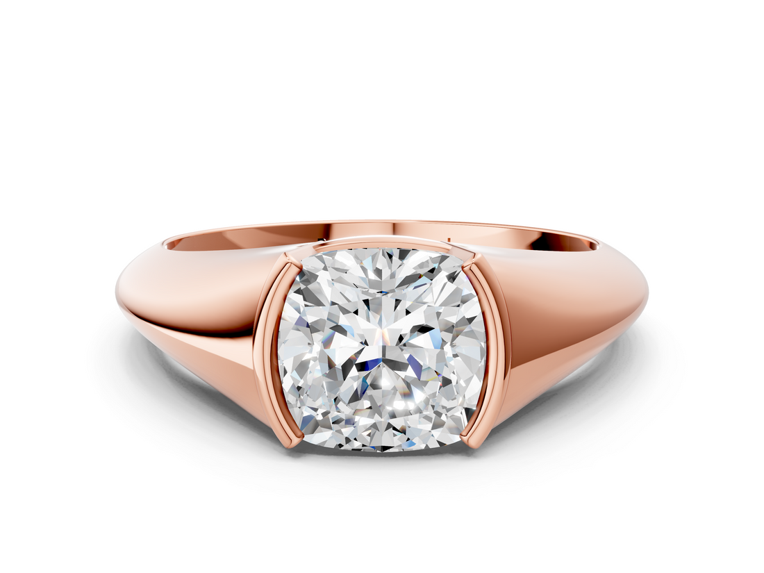 Rose gold Cushion Solitaire Tension Set Diamond Ring_20