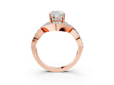 Rose gold Cushion Solitaire Twist Band Pavé Diamond Engagement Ring_35