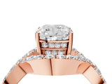 Rose gold Cushion Solitaire Twist Band Pavé Diamond Engagement Ring_36