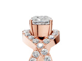 Rose gold Cushion Solitaire Twist Band Pavé Diamond Engagement Ring_37