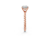 Rose gold Cushion Solitaire Twist Band Ring with Four-Prong Setting_82
