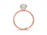 Rose gold Cushion Solitaire Twist Band Ring with Four-Prong Setting_83