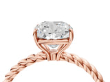 Rose gold Cushion Solitaire Twist Band Ring with Four-Prong Setting_84