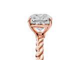 Rose gold Cushion Solitaire Twist Band Ring with Four-Prong Setting_85