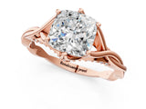 Rose gold Cushion Solitaire Twist Band Six-Prong Setting 2