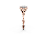 Rose gold Cushion Solitaire Twist Band Six-Prong Setting 3