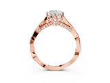 Rose gold Cushion Solitaire Twist Band Six-Prong Setting 4