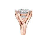 Rose gold Cushion Solitaire Twist Band Six-Prong Setting