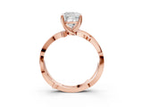 Rose gold Cushion Solitaire Twist Band with Pavé Accents and Four-Prong Setting_23