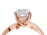 Rose gold Cushion Solitaire Twist Band with Pavé Accents and Four-Prong Setting_24