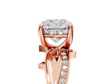 Rose gold Cushion Solitaire Twist Band with Pavé Accents and Four-Prong Setting_25