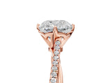 Rose gold Cushion Solitaire Twist Band with Pavé Diamonds and Four-Prong Setting_100