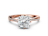 Rose gold Cushion Solitaire Twist Band with Pavé Diamonds and Four-Prong Setting_95