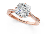 Rose gold Cushion Solitaire Twist Band with Pavé Diamonds and Four-Prong Setting_96