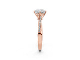 Rose gold Cushion Solitaire Twist Band with Pavé Diamonds and Four-Prong Setting_97