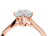 Rose gold Cushion Solitaire Twist Band with Pavé Diamonds and Four-Prong Setting_99