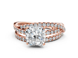 Rose gold Cushion Solitaire Twist Band with Pavé Setting and Four-Prong Setting_101