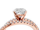 Rose gold Cushion Solitaire Twist Band with Pavé Setting and Four-Prong Setting_105