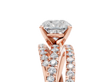 Rose gold Cushion Solitaire Twist Band with Pavé Setting and Four-Prong Setting_106