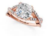 Rose gold Cushion Solitaire Twist Band with Pavé Setting and Four-Prong Setting_32