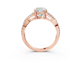 Rose gold Cushion Solitaire Twist Band with Pavé Setting and Four-Prong Setting_34