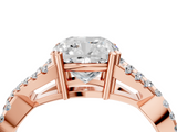 Rose gold Cushion Solitaire Twist Band with Pavé Setting and Four-Prong Setting_35