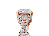 Rose gold Cushion Solitaire Twist Band with Pavé Setting and Four-Prong Setting_36