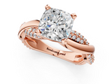 Rose gold Cushion Solitaire Twist Band with Pave Prong Setting_36