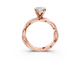Rose gold Cushion Solitaire Twist Band with Pave Prong Setting_38