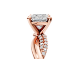 Rose gold Cushion Solitaire Twist Band with Pave Prong Setting_40