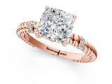 Rose gold Cushion Solitaire Twisted Band Prong Set Engagement Ring_67