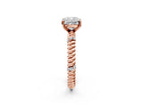 Rose gold Cushion Solitaire Twisted Band Prong Set Engagement Ring_68
