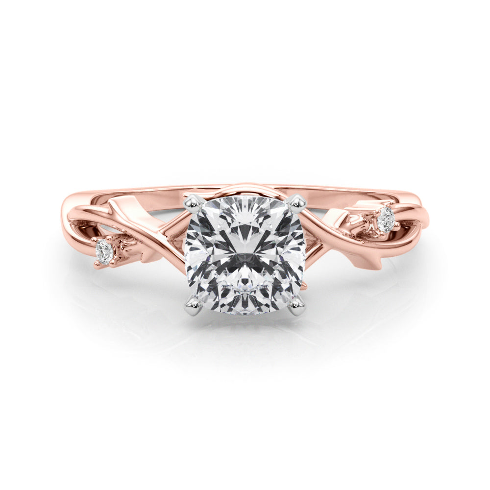 Rose gold Cushion Solitaire Twisted Band Prong Setting Ring 1