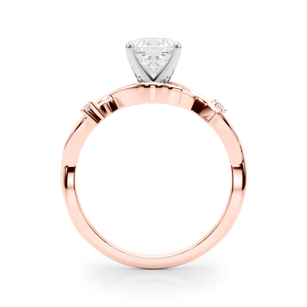 Rose gold Cushion Solitaire Twisted Band Prong Setting Ring 2