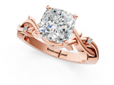 Rose gold Cushion Solitaire Twisted Band Prong Setting Ring_194