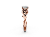 Rose gold Cushion Solitaire Twisted Band Prong Setting Ring_195