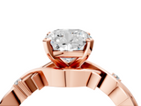 Rose gold Cushion Solitaire Twisted Band Prong Setting Ring_197