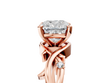 Rose gold Cushion Solitaire Twisted Band Prong Setting Ring_198