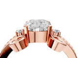 Rose gold Cushion Solitaire Twisted Band Scroll Prong Ring_7