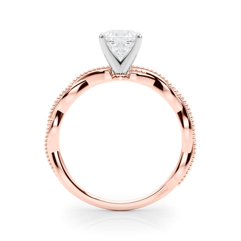 Rose gold Cushion Solitaire Twisted Band with Bead Prong Setting 2