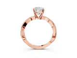 Rose gold Cushion Solitaire Twisted Band with Bead Prong Setting_336