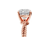 Rose gold Cushion Solitaire Twisted Band with Bead Prong Setting_338