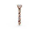 Rose gold Cushion Solitaire Twisted Band with Pavé Accents and Four-Prong Setting_26