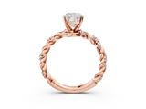 Rose gold Cushion Solitaire Twisted Band with Pavé Accents and Four-Prong Setting_27