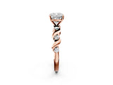 Rose gold Cushion Solitaire Twisted Band with Prong Setting 2