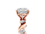 Rose gold Cushion Solitaire Twisted Band with Prong Setting 5